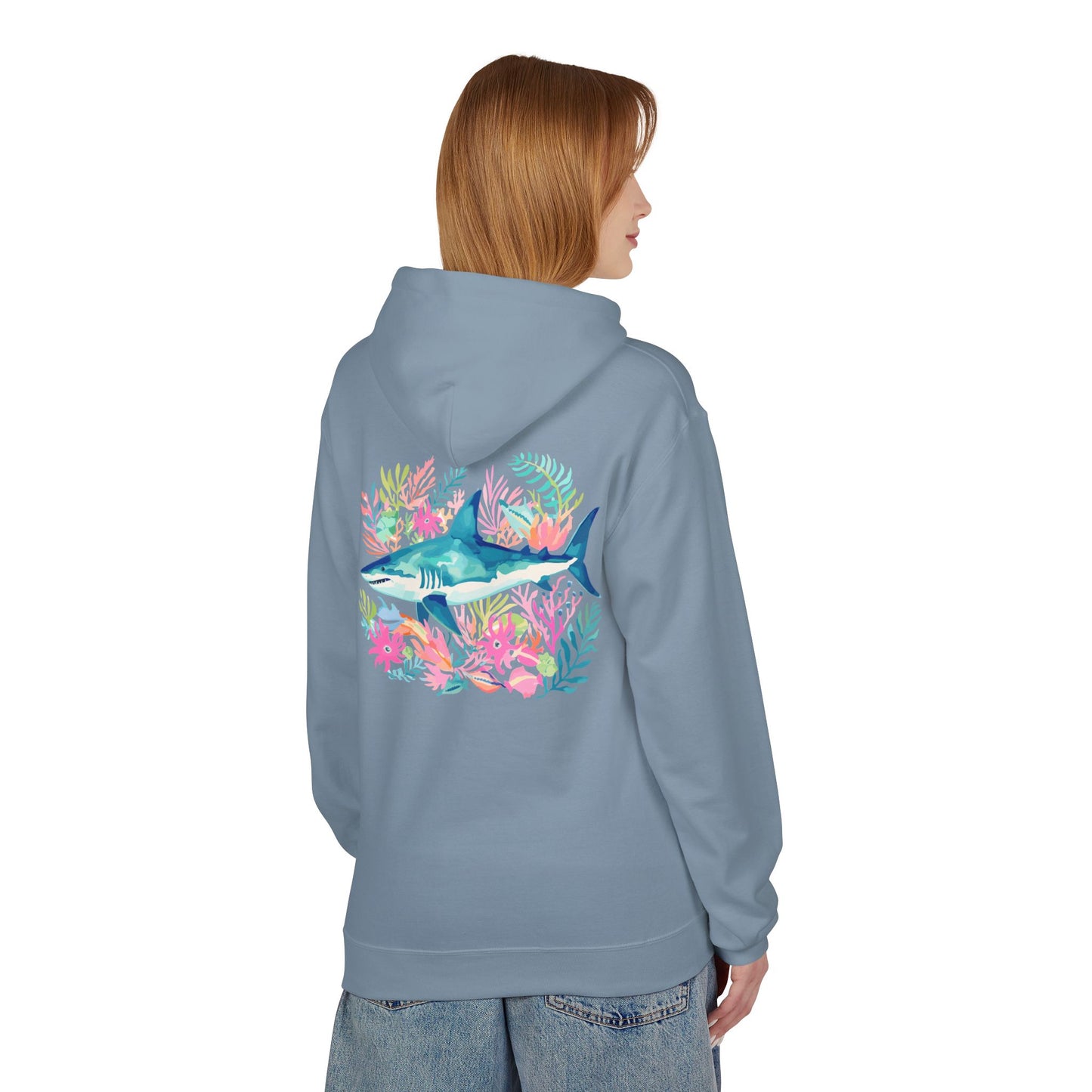 Preppy Shark Hoodie - Stone Blue