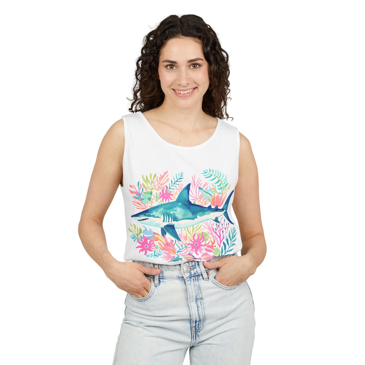 Preppy Shark Tank Top - White